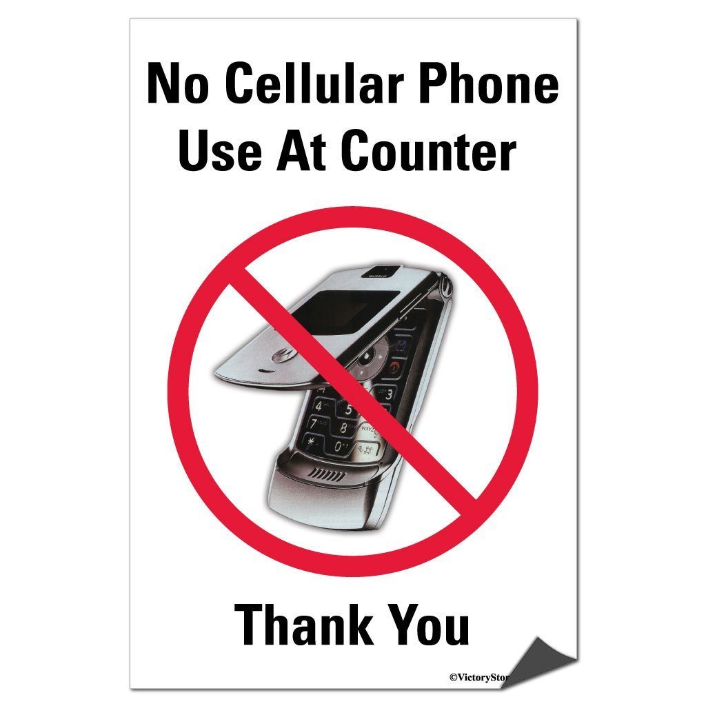 No Cellular Phone Use At Counter Sign or Sticker - #9