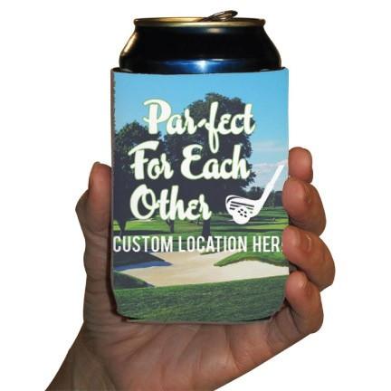 Custom Wedding Can Cooler- Par-fect For Each Other