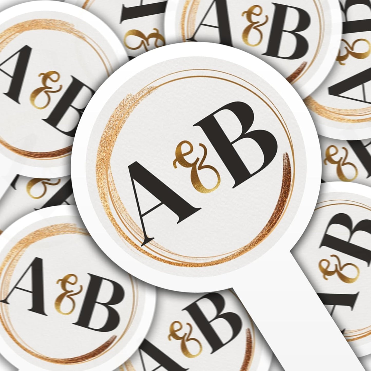 Personalized Gold Streak Wedding Toppers