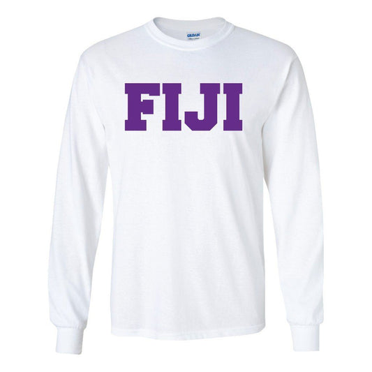 Phi Gamma Delta Long Sleeve T-shirt "FIJI" Block Letter - FREE SHIPPING
