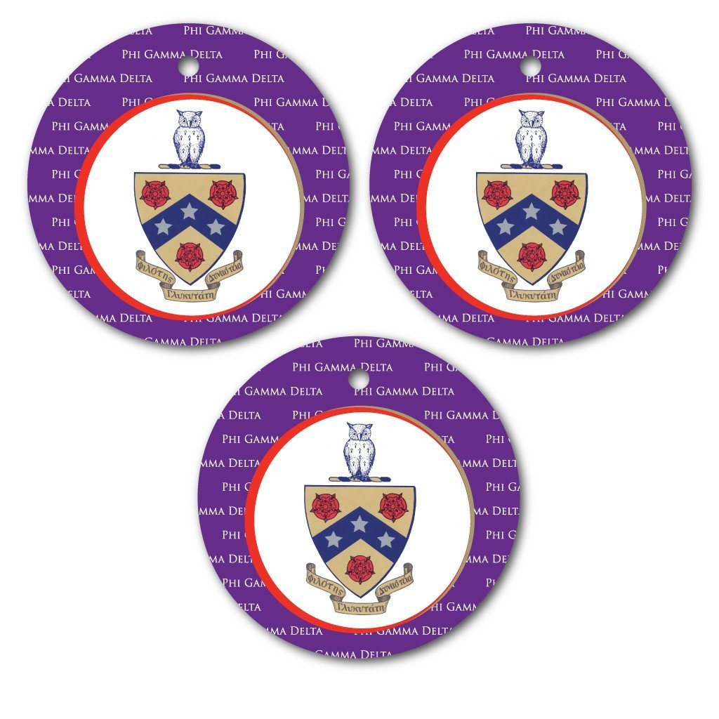 Phi Gamma Delta Ornament - Set of 3 Circle Shapes - FREE SHIPPING