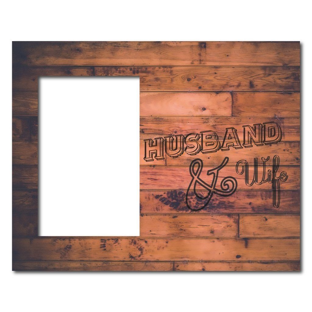Wedding Themed Picture Frame - Holds 4x6 Photo - "Husband & Wife" -
