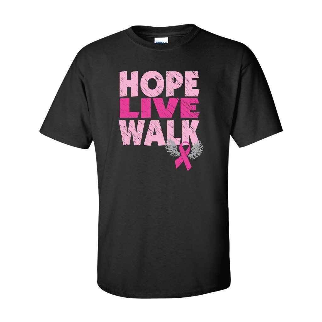 Hope, Live, Walk Breast Cancer Awareness T-Shirt - FREE SHIPPING