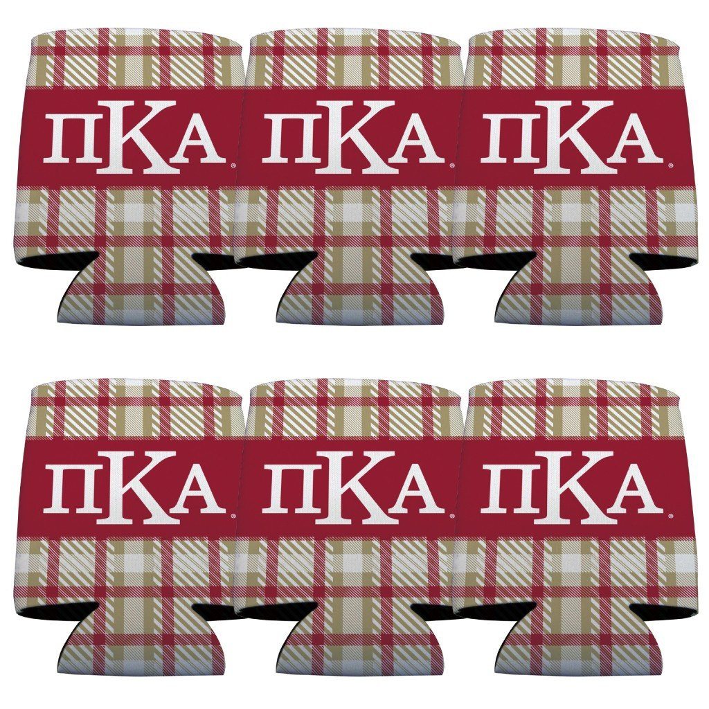 Pi Kappa Alpha Can Cooler Set of 12 - Plaid FREE SHIPPING