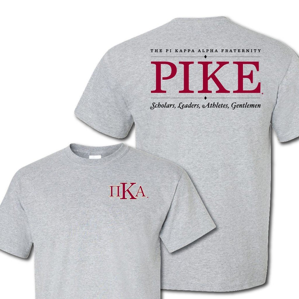 Pi Kappa Alpha Greek Letter Front and Pike Back Standard T-Shirt - FREE SHIPPING
