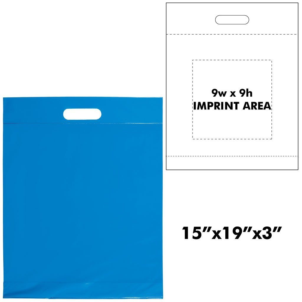 Plastic Die Cut Handle Bags | 12"W x 15"H x 3"L