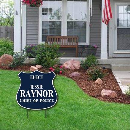 Police Badge Shaped Yard Sign - 20.5x21.3 Corrugated Plastic