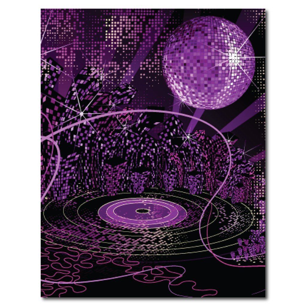 Purple Disco Fever Vinyl Photography Backdrop - 8'x10' or 8'x14'