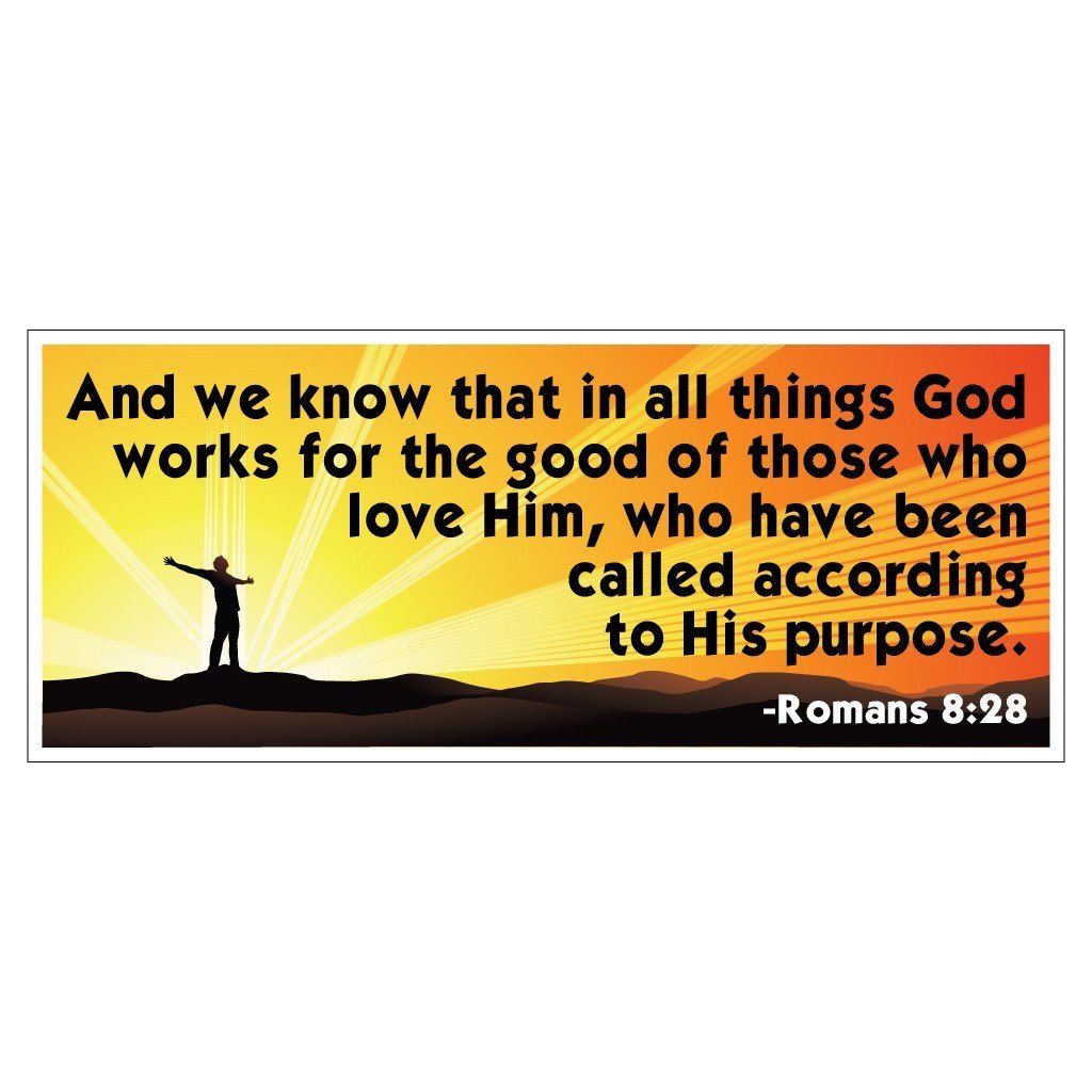 Romans 8:28 Bumper Magnet 3.75 x 9 - FREE SHIPPING