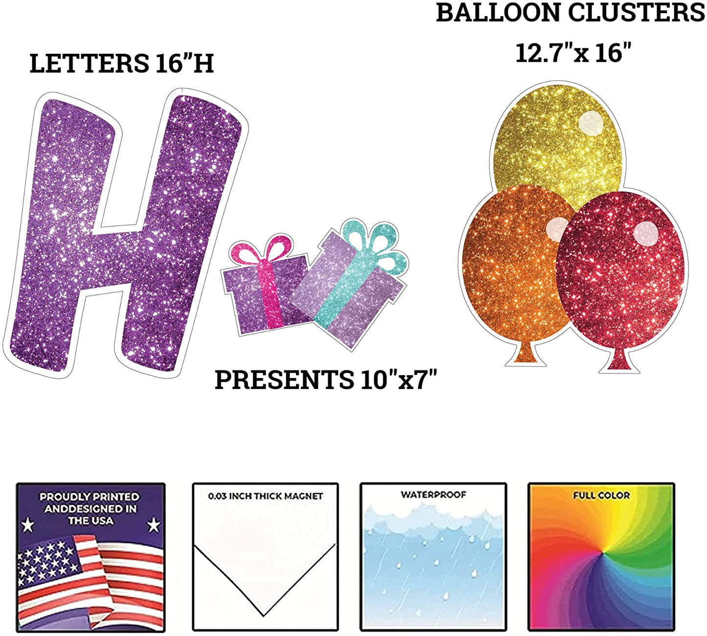 Rainbow Sparkle Happy Birthday Garage Magnet (19688)