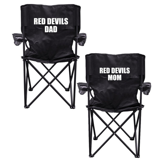 Red Devils Parents Black Folding Camping Chair Set of 2