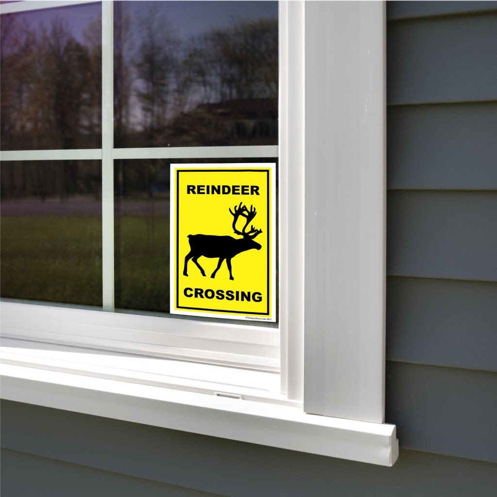 Reindeer Crossing Sign or Sticker