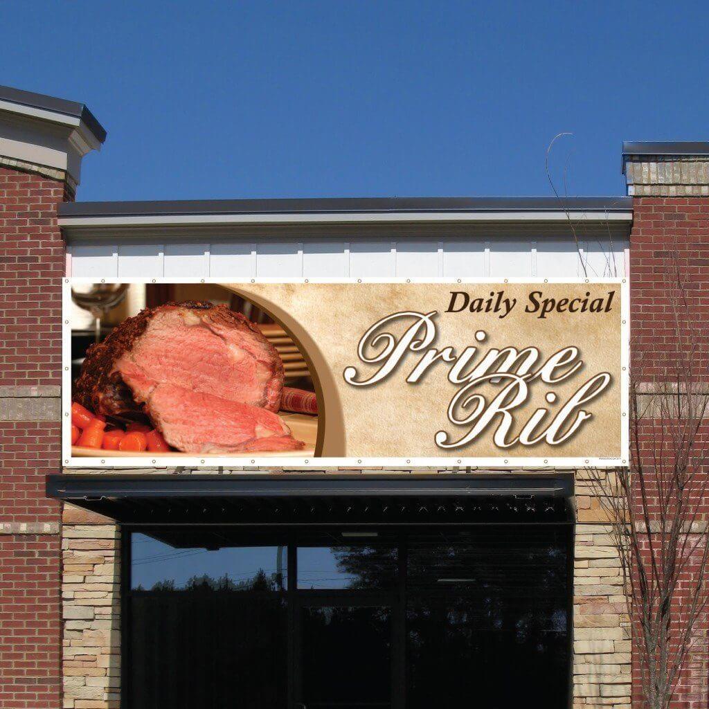 Daily Special Prime Rib Vinyl Banner with Grommets