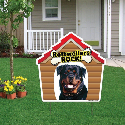 Rottweilers Rock! Dog Breed Yard Sign - Plastic Shaped Yard Sign - FREE SHIPPING