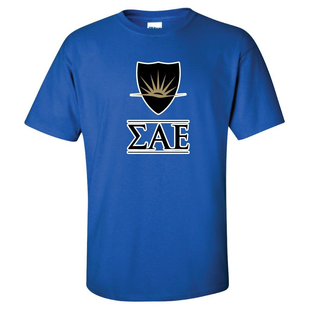 Sigma Alpha Epsilon “ Greek Letters and Shield T-Shirt - FREE SHIPPING