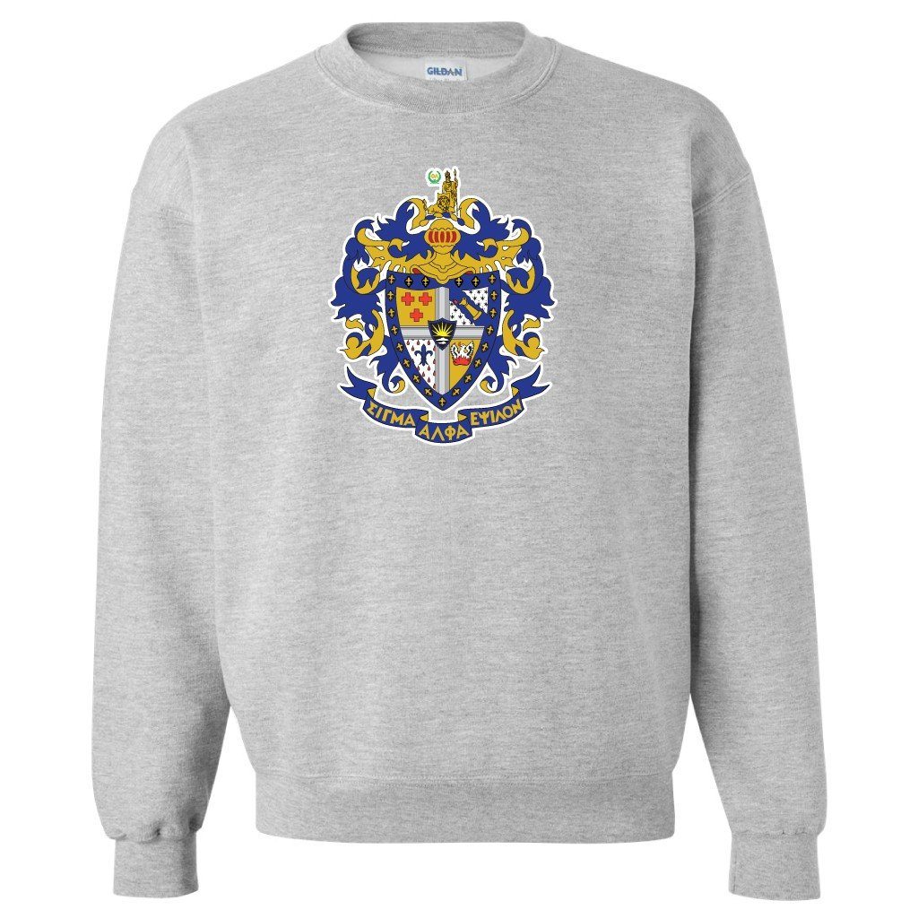 Sigma Alpha Epsilon Sport Gray Crewneck Sweatshirt Coat of Arms FREE SHIPPING