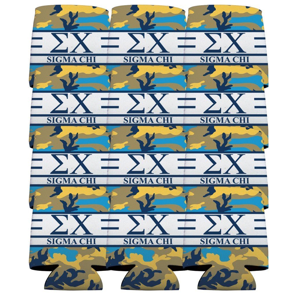 Sigma Chi Can Cooler Set of 12 - Army Camo FREE SHIPPING