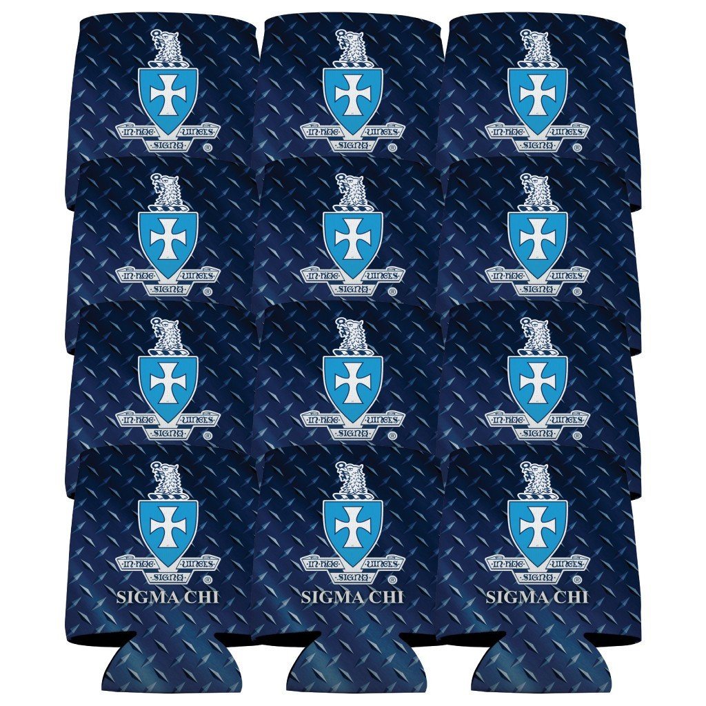 Sigma Chi Can Cooler Set of 12 - Diamond Plate FREE SHIPPING
