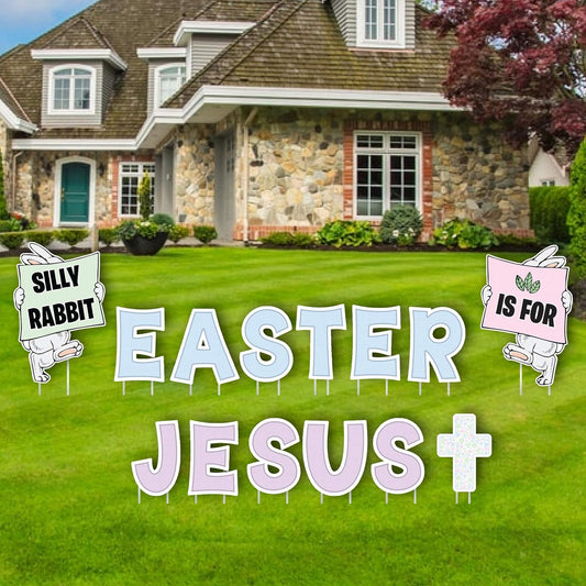 Silly Rabbit Easter is for Jesus Yard Decoration | 14 pc Set