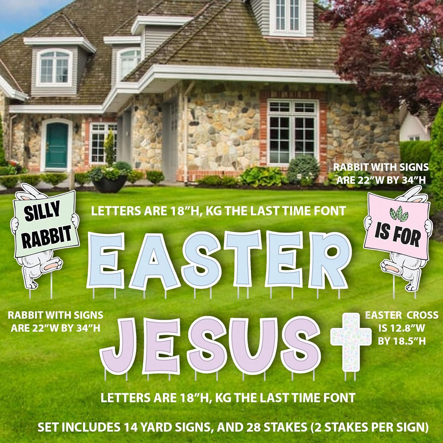 Silly Rabbit Easter is for Jesus Yard Decoration | 14 pc Set