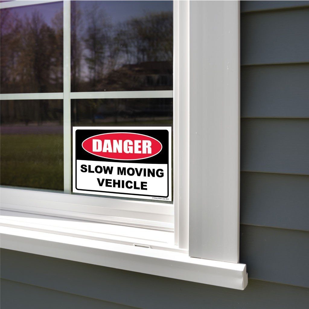 Slow Moving Vehicle Caution Sign or Sticker