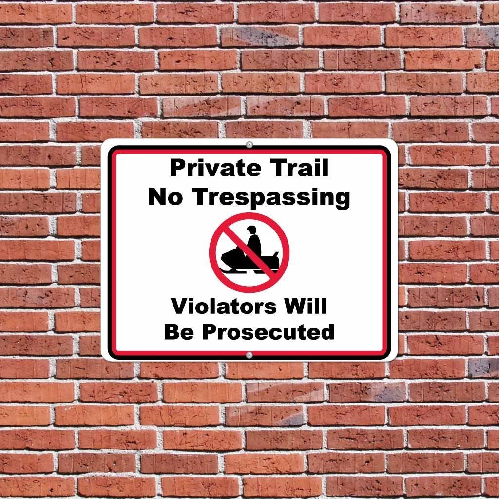 Snowmobile Private Trail No Trespassing Sign or Sticker - #9