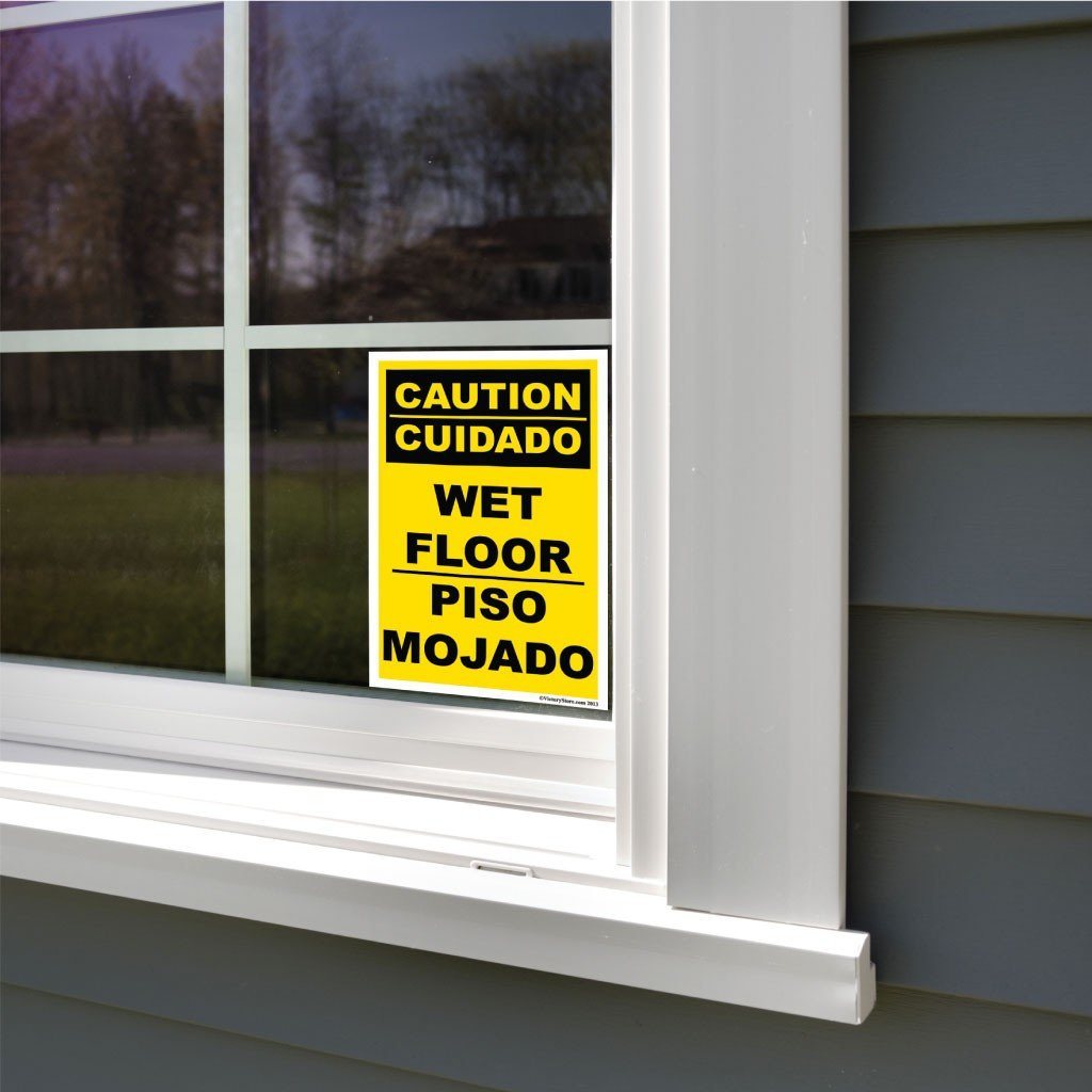 Spanish/English Caution Wet Floor Sign or Sticker - #17