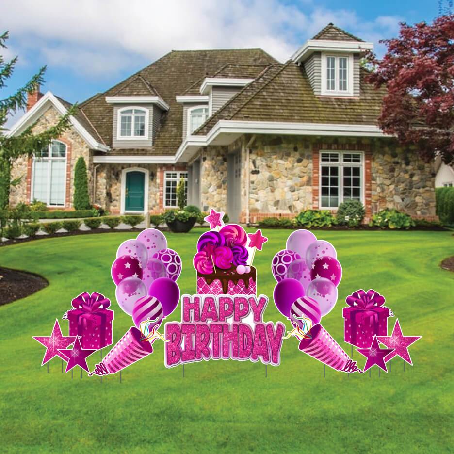 Sparkle Birthday "Flash & Flair" Yard Card Greeting 12 pc Set