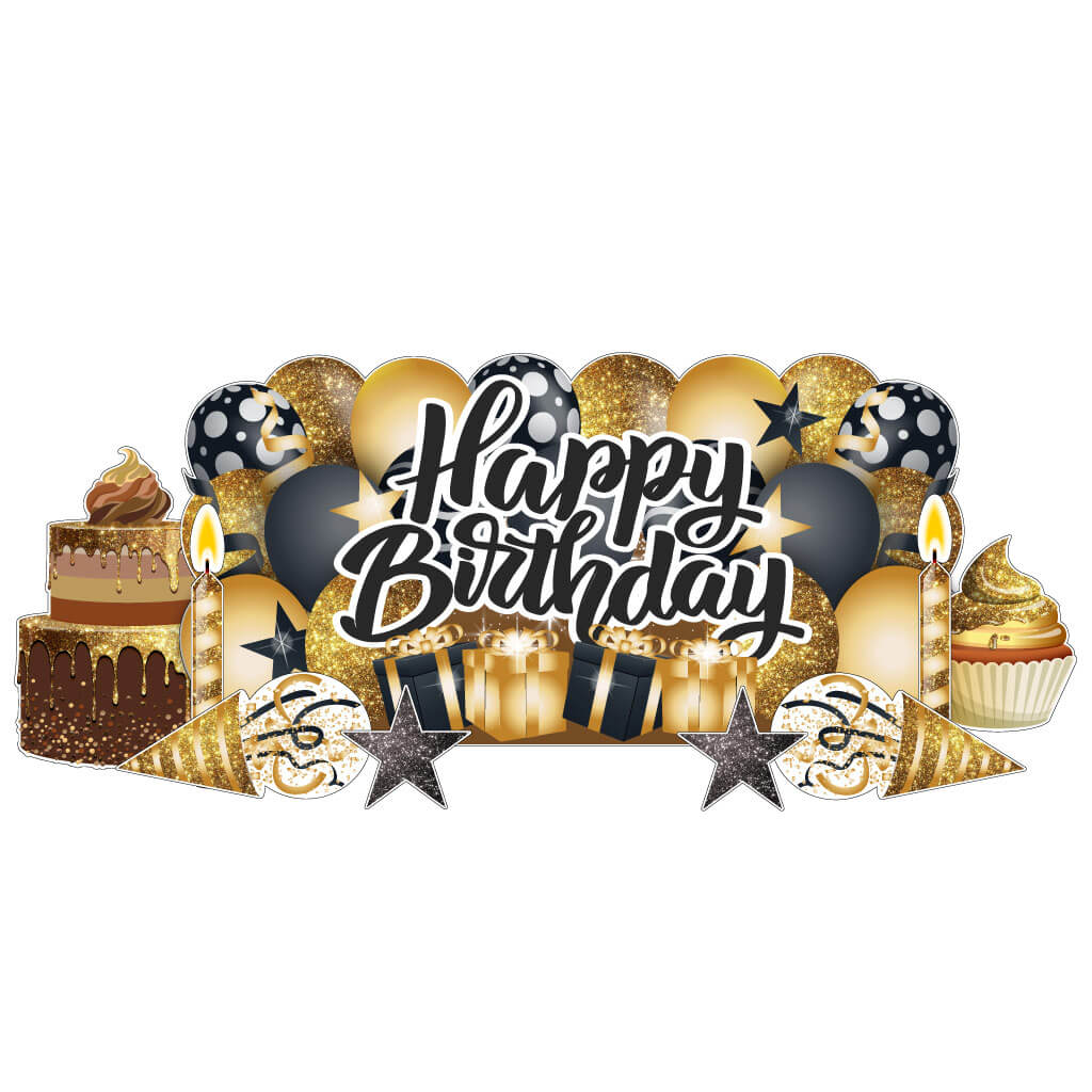 Sparkle Happy Birthday Giant EZ Yard Card Sign Display 9 pc set