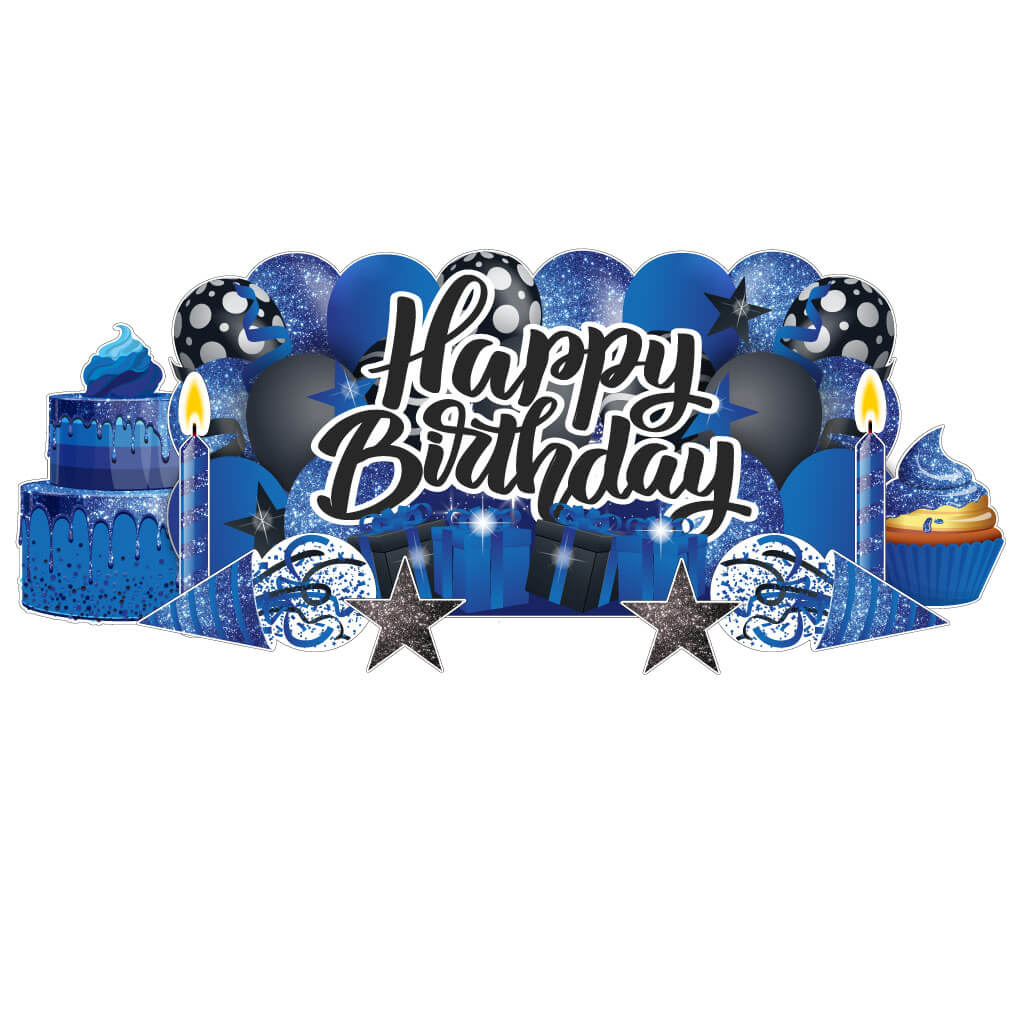 Sparkle Happy Birthday Giant EZ Yard Card Sign Display 9 pc set