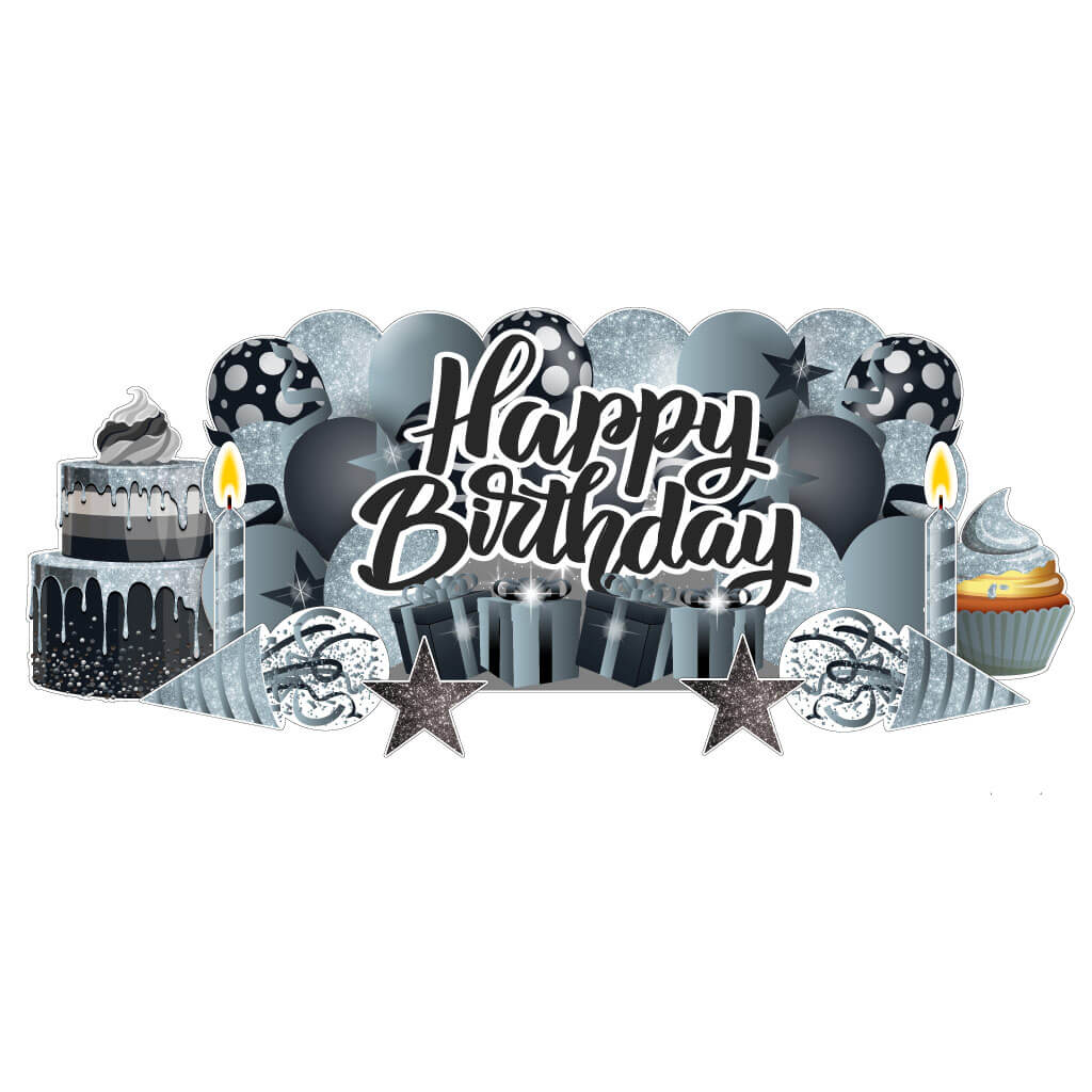 Sparkle Happy Birthday Giant EZ Yard Card Sign Display 9 pc set