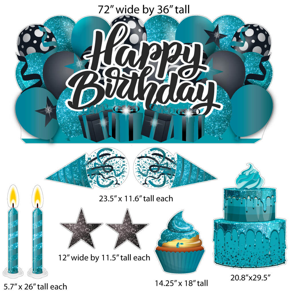 Sparkle Happy Birthday Giant EZ Yard Card Sign Display 9 pc set