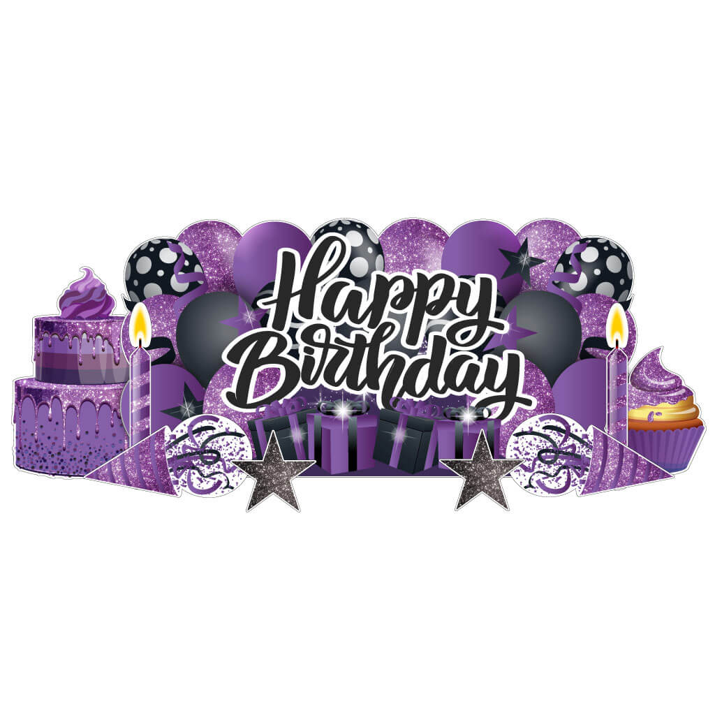 Sparkle Happy Birthday Giant EZ Yard Card Sign Display 9 pc set