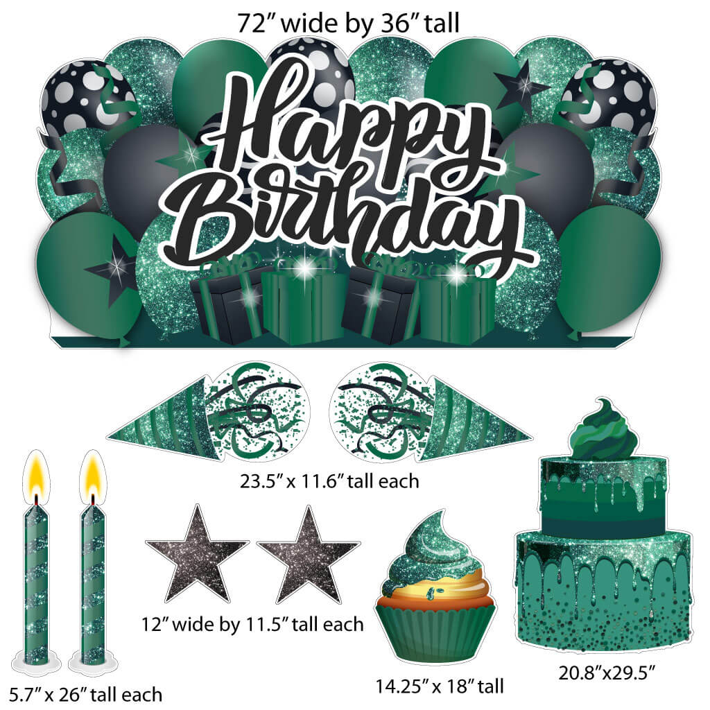 Sparkle Happy Birthday Giant EZ Yard Card Sign Display 9 pc set