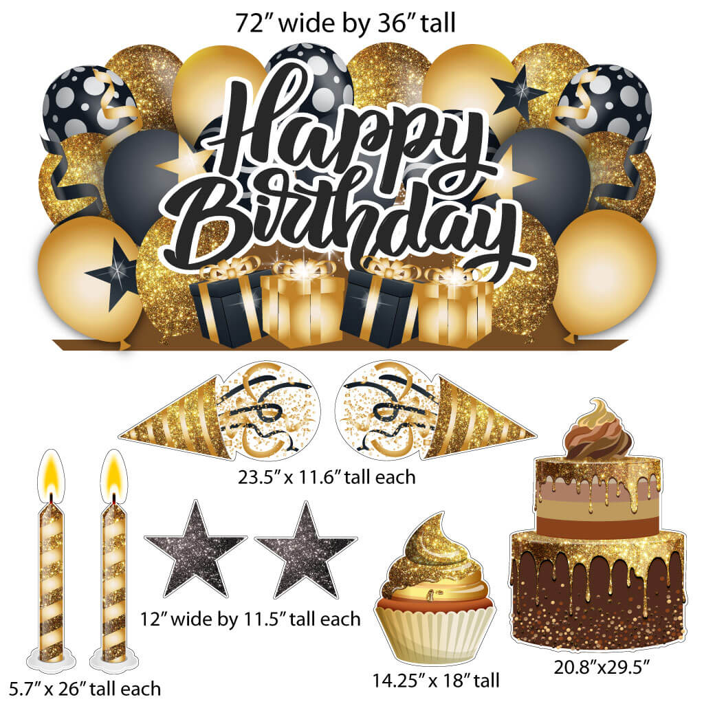 Sparkle Happy Birthday Giant EZ Yard Card Sign Display 9 pc set