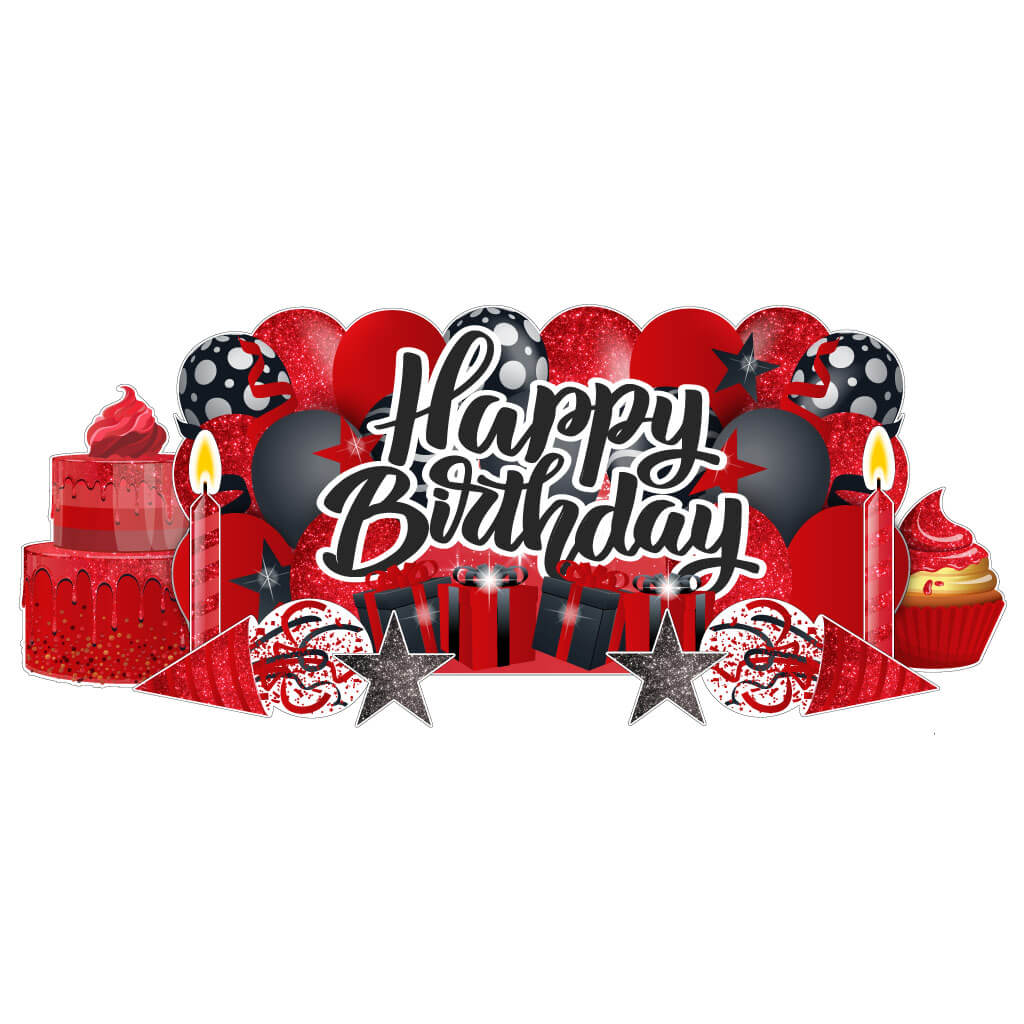 Sparkle Happy Birthday Giant EZ Yard Card Sign Display 9 pc set