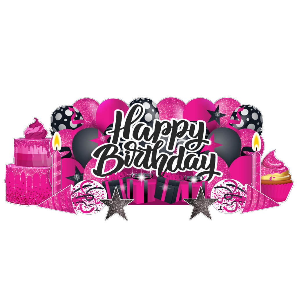 Sparkle Happy Birthday Giant EZ Yard Card Sign Display 9 pc set