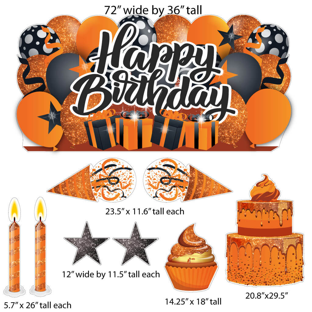 Sparkle Happy Birthday Giant EZ Yard Card Sign Display 9 pc set