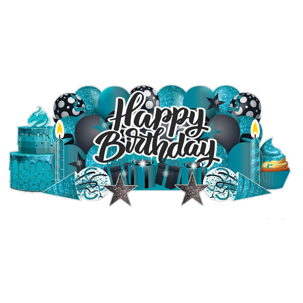 Sparkle Happy Birthday Giant EZ Yard Card Sign Display 9 pc set