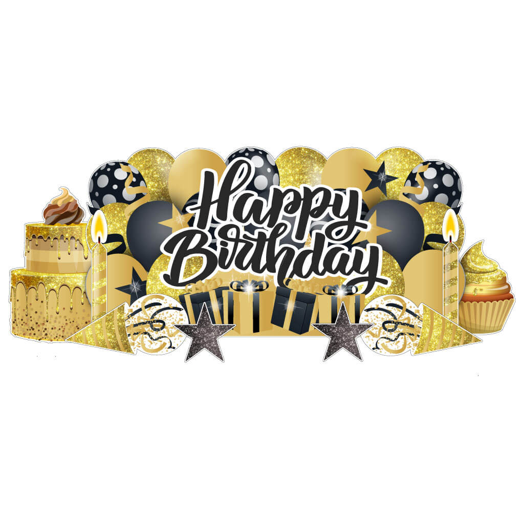 Sparkle Happy Birthday Giant EZ Yard Card Sign Display 9 pc set