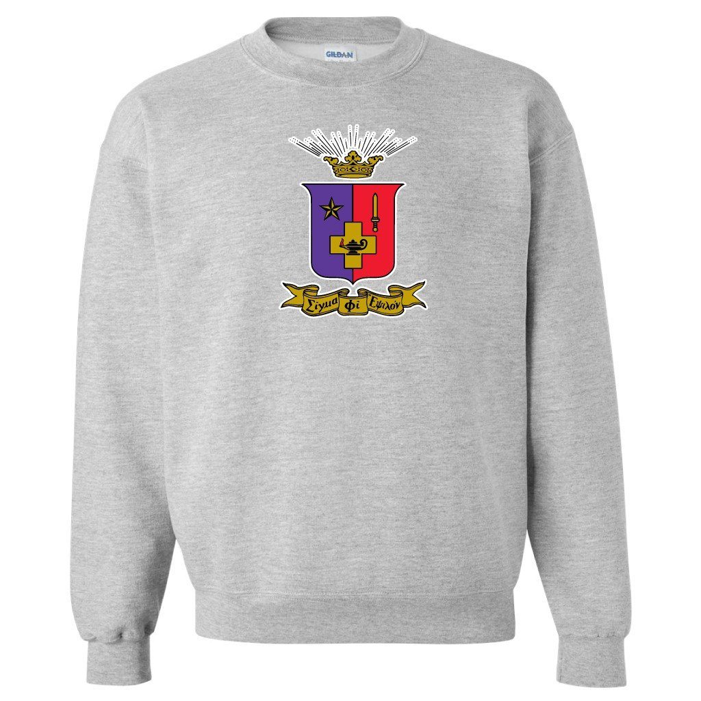 Sigma Phi Epsilon Sport Gray Crewneck Sweatshirt Coat of Arms FREE SHIPPING