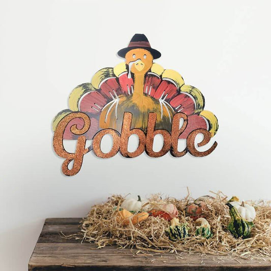 Thanksgiving Gobble Hand-painted Wall Decor (19668)