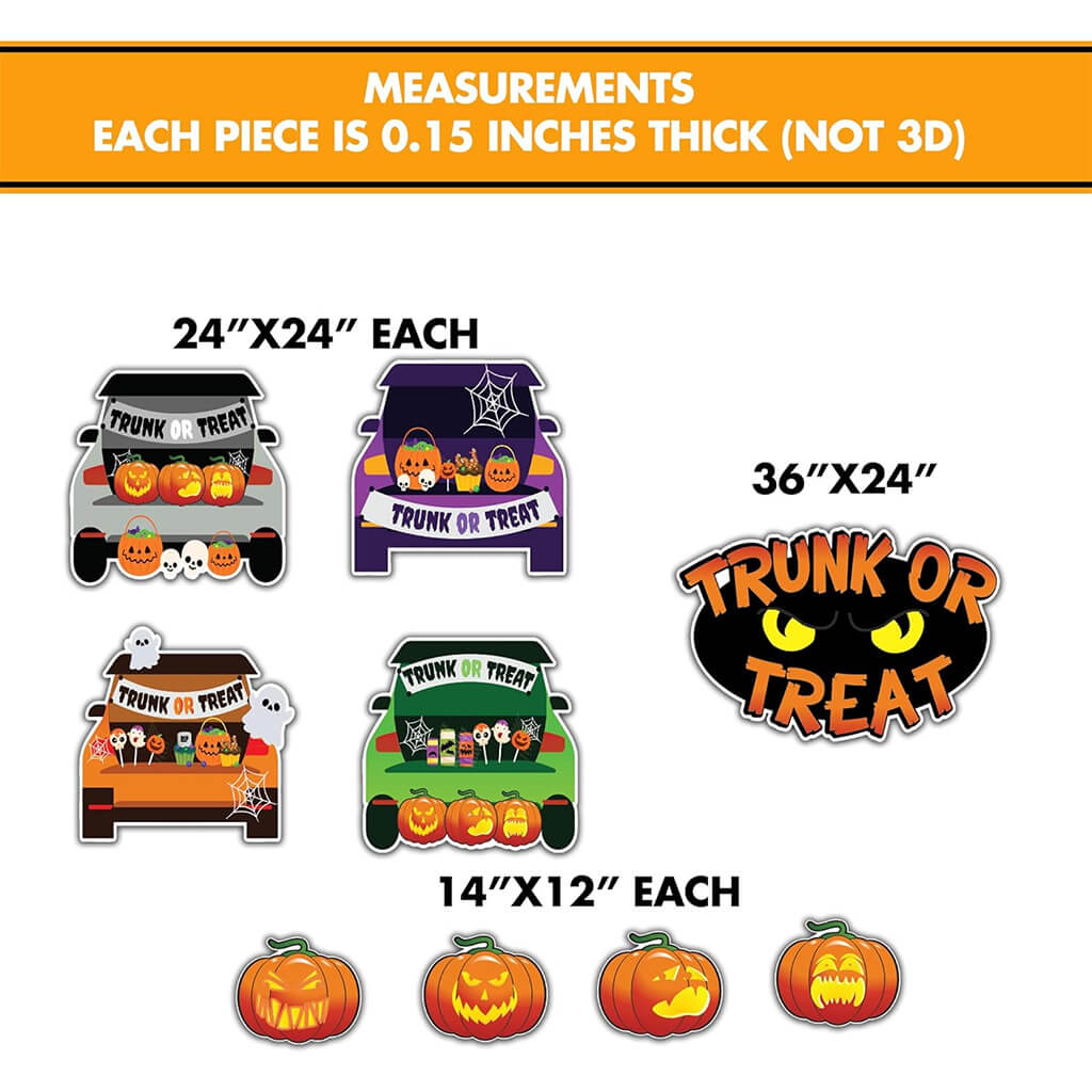 Trunk or Treat Yard Decorations - 9 Piece Set