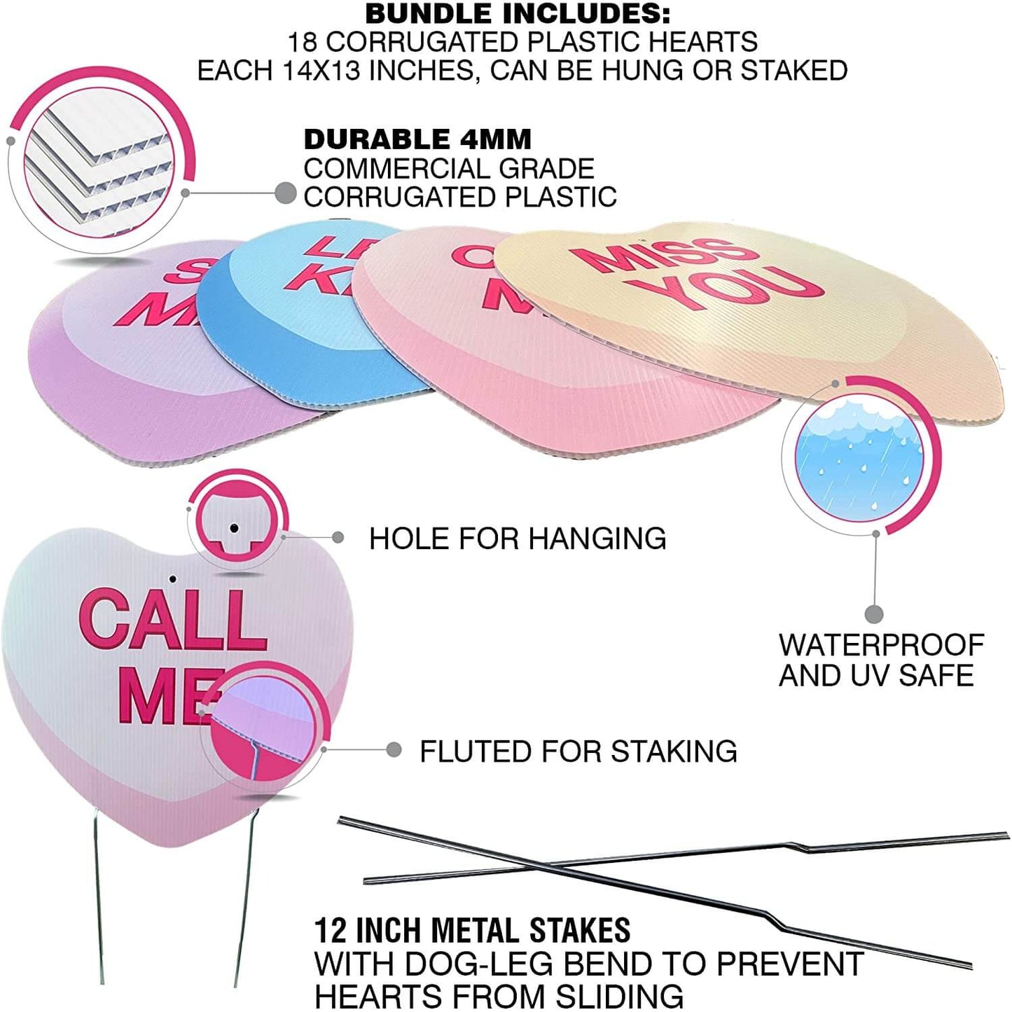 Valentine Candy Heart Decoration Bundle: Yard Decor & Magnets (20079)