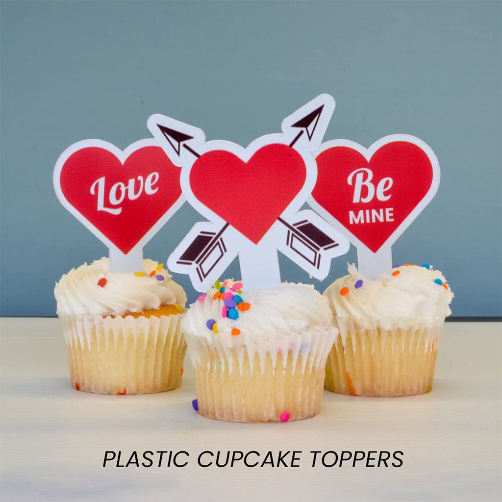 Valentines Cupcake Toppers - Set of 100 (Red Heart & Arrow Love)