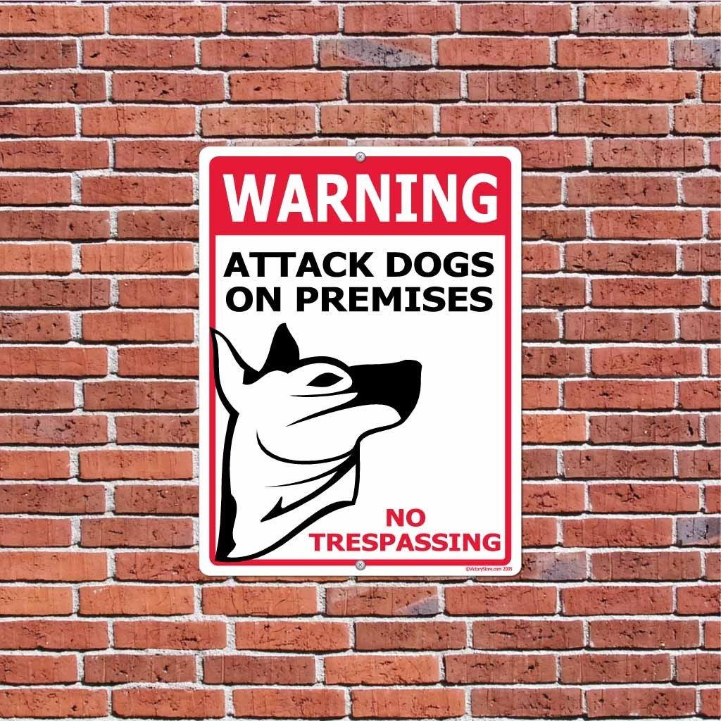 WARNING Attack Dogs On Premises Sign or Sticker - #3