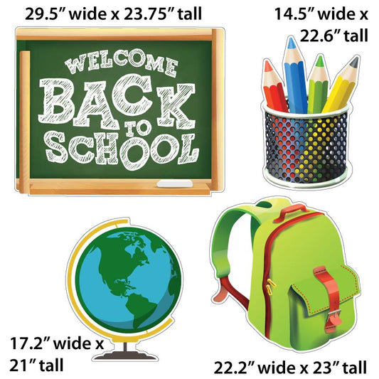 Welcome Back to School Chalkboard Yard Card Decoration 14 pc set