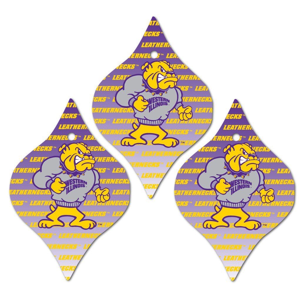 Western Illinois University Ornament - Set of 3 Tapered Shapes - FREE SHIPPING
