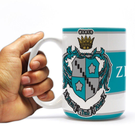 Zeta Tau Alpha 15oz Coffee Mug Coat of Arms with Three Stripes