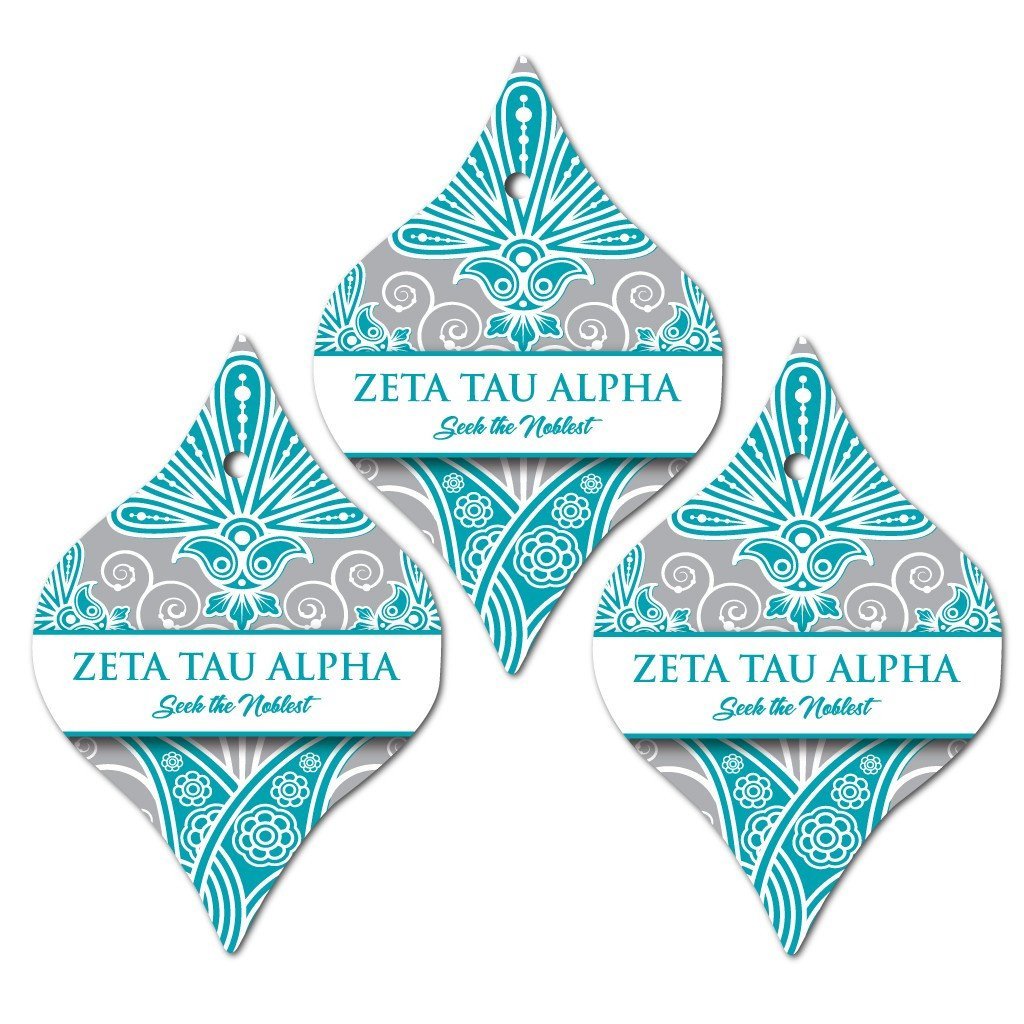 Zeta Tau Alpha Ornament - Set of 3 Tapered Shapes - FREE SHIPPING